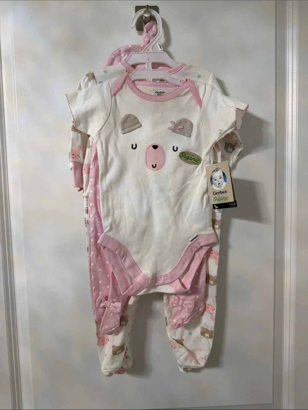 Gerber Organic Baby Girls' 4-piece pajama set